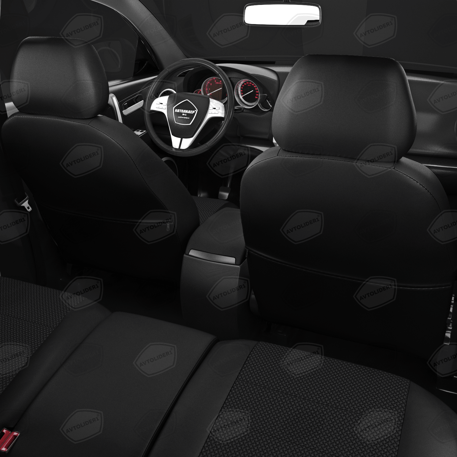 Автолидер — Авточехлы для ГАЗ Газель Next 2010-2023 фургон 7мест. Цельнометаллический фургон. (Водительская спинка высокая, на уровне пассажирской спинки). Первый ряд: 1+2, второй ряд: 2+2. Подголовники 3шт. Передние